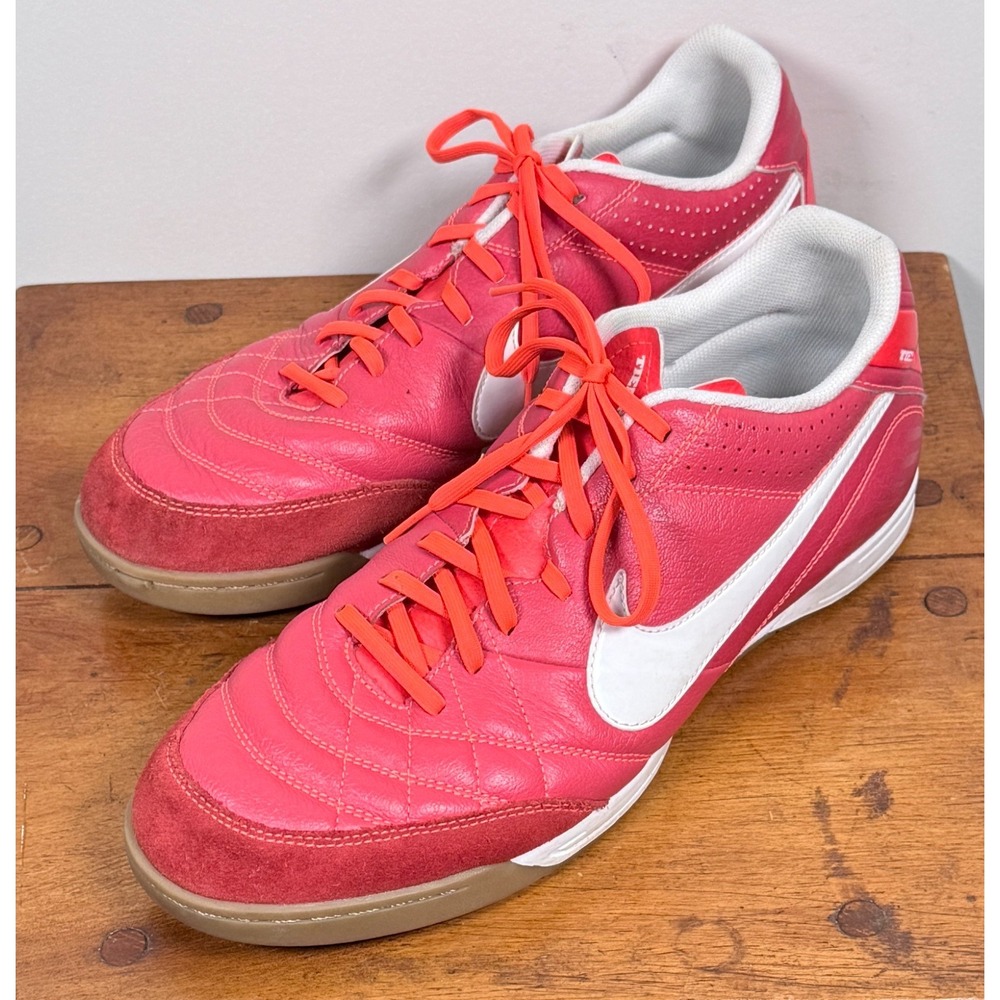 Nike Tiempo Mystic IV IC Soccer Shoe leather & Suede Mens 12 Red & White color